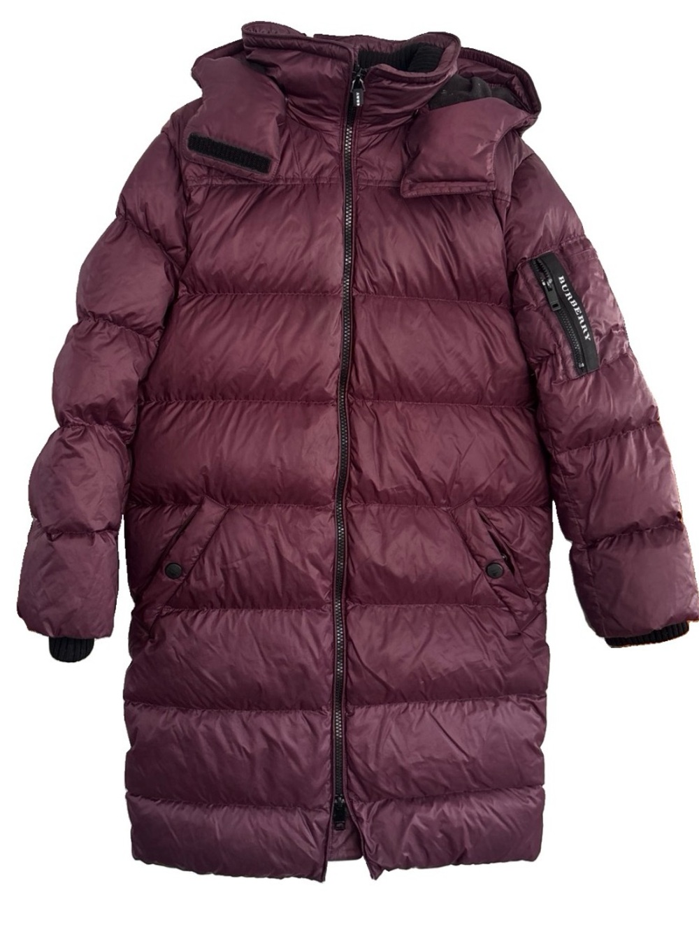 Burberry Children Girls 10Y Winter Coat Plum Purple Zip Up Hooded Parka